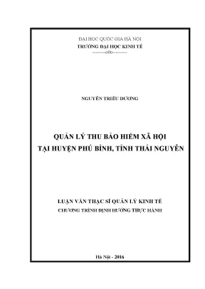 Luận văn thạc sĩ quản lý thu bảo hiểm xã hội tại huyện phú bình tỉnh thái nguyên