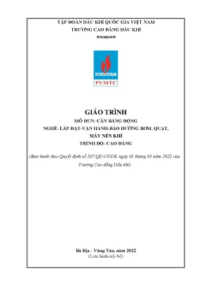 Giáo trình cân bằng động nghề lắp đặt vận hành bảo dưỡng bơm quạt máy nén khí cao đẳng trường cao đẳng dầu khí
