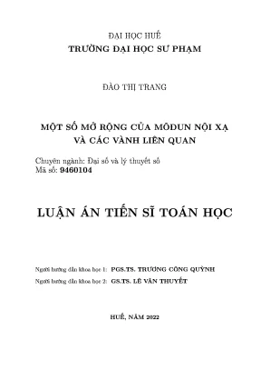 Luận án tiến sĩ một số mở rộng của môđun nội xạ và các vành liên quan