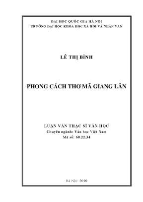 Luận văn thạc sĩ văn học phong cách thơ mã giang lân