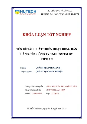 Luận văn thạc sĩ hay phát triển hoạt động bán hàng của công ty tnhh sx tm dv kiều an