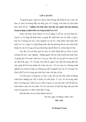 Luận văn thạc sĩ hay nghiên cứu kiến thực bản địa của người dân địa phương trong sử dụng và phát triển rau rừng tại tỉnh lào cai