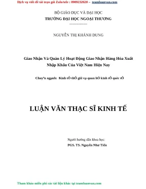Luận văn thạc sỹ giao nhận và quản lý hoạt động giao nhận hàng hóa xuất nhập khẩu của việt nam hiện nay