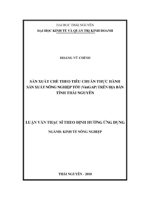 Luận văn thạc sĩ hay sản xuất chè theo tiêu chuẩn thực hành sản xuất nông nghiệp tốt vietgap trên địa bàn tỉnh thái nguyên