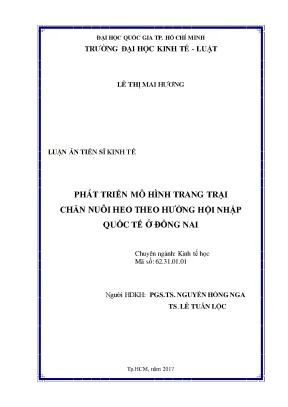 Luận án tiến sĩ phát triển mô hình trang trại chăn nuôi heo theo hướng hội nhập quốc tế ở đồng nai