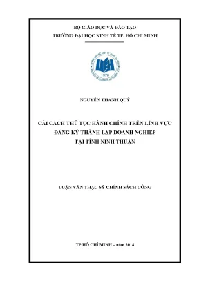 Luận văn thạc sĩ cải cách thủ tục hành chính trên lĩnh vực đăng ký thành lập doanh nghiệp tại tỉnh ninh thuận