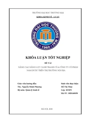 Khóa luận nâng cao năng lực cạnh tranh của công ty cổ phần nam dược trên thị trường nội địa