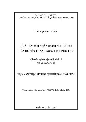Luận văn thạc sĩ hay quản lý chi ngân sách nhà nước huyện thanh sơn tỉnh phú thọ