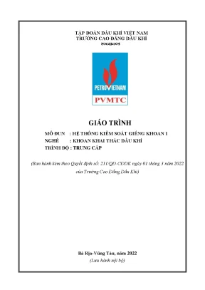 Giáo trình hệ thống kiểm soát giếng khoan 1 nghề khoan khai thác dầu khí trung cấp trường cao đẳng dầu khí
