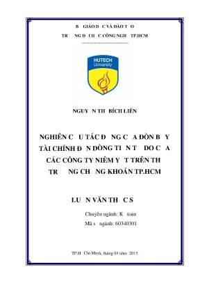 Luận văn thạc sĩ hay nghiên cứu tác động của đòn bẩy tài chính đến dòng tiền tự do của các công ty niêm yết trên thị trường chứng khoán tp hcm