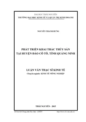 Luận văn thạc sĩ hay phát triển khai thác thủy sản tại huyện đảo cô tô tỉnh quảng ninh