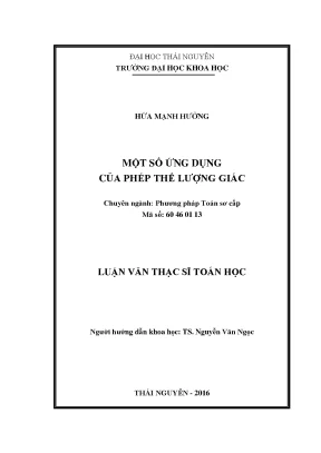 Luận văn thạc sĩ hay một số ứng dụng của phép thế lượng giác