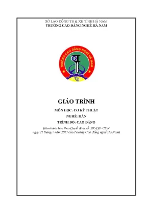 Giáo trình môn học cơ kỹ thuật nghề hàn trình độ cao đẳng