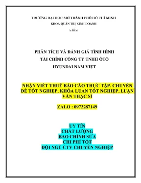 Khóa luận tốt nghiệp phân tích tình hình và đánh giá tài chính