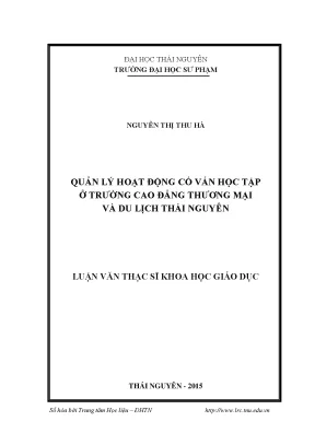 Luận văn thạc sĩ hay quản lý hoạt động cố vấn học tập ở trường cao đẳng thương mại và du lịch thái nguyên