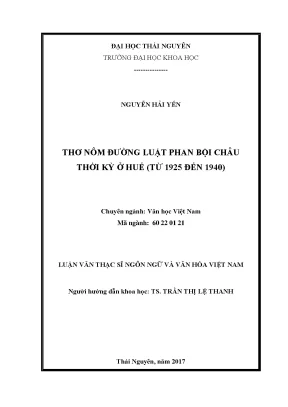 Luận văn thạc sĩ hay thơ nôm đường luật phan bội châu thời kỳ ở huế từ 1925 đến 1940