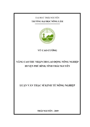 Luận văn thạc sĩ hay nâng cao thu nhập cho lao động nông nghiệp huyện phú bình tỉnh thái nguyên