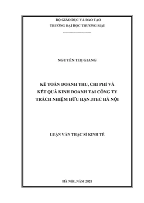 Luận văn thạc sĩ kế toán doanh thu chi phí và kết quả kinh doanh tại công ty tnhh jtec hà nội