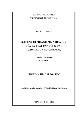 Luận văn thạc sĩ hay nghiên cứu thành phần hóa học của lá loài cáp đồng văn capparis dongvanensis