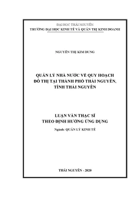Luận văn thạc sĩ hay quản lý nhà nước về quy hoạch đô thị tại thành phố thái nguyên tỉnh thái nguyên