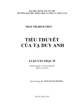Luận văn thạc sĩ văn học tiểu thuyết của tạ duy anh