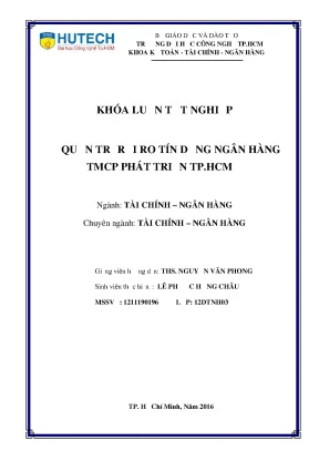 Luận văn thạc sĩ hay quản trị rủi ro tín dụng ngân hàng tmcp phát triển tp hcm