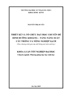 Luận văn thạc sĩ hay thiết kế và tổ chức dạy học chuyên đề dinh dưỡng khoáng tăng năng suất cây trồng và nông nghiệp sạch