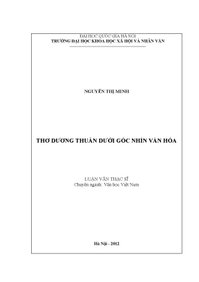 Luận văn thạc sĩ văn học việt nam thơ dương thuấn dưới góc nhìn văn hóa