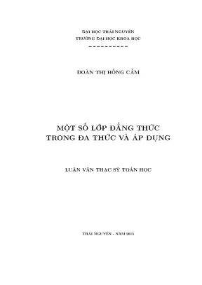 Luận văn thạc sĩ hay một số lớp đẳng thức trong đa thức và áp dụng