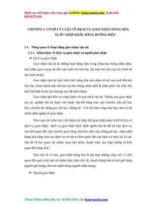 Luận văn giao nhận hàng hóa là tập hợp những công việc có liên quan đến quá trình vận tải nhằm thực hiện việc di chuyển hàng hóa từ nơi gửi hàng người gửi hàng đến nơi nhận hàng người nhận hàng