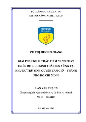 Luận văn thạc sĩ giải pháp khai thác tiềm năng phát triển du lịch sinh thái bền vững tại khu dự trữ sinh quyển cần giờ thành phố hồ chí minh
