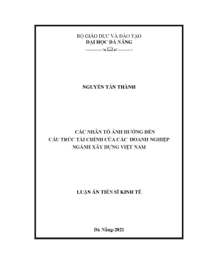 Luận văn thạc sĩ các nhân tố ảnh hưởng đến cấu trúc tài chính của các doanh nghiệp ngành xây dựng việt nam