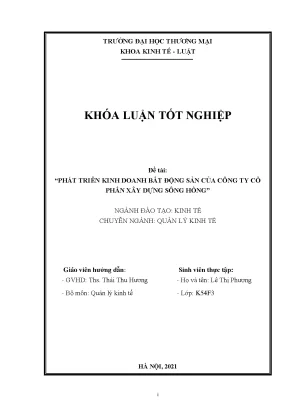 Khóa luận phát triển kinh doanh bất động sản của công ty cổ phần xây dựng sông hồng