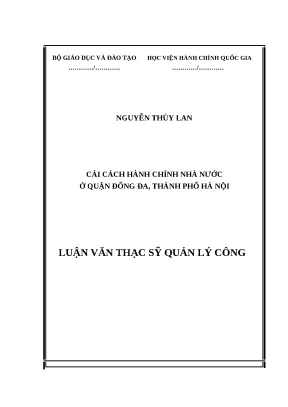 Luận văn thạc sỹ cải cách hành chính nhà nước ở quận đống đa thành phố hà nội