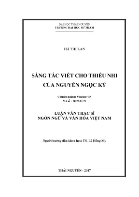 Luận văn thạc sĩ hay sáng tác viết cho thiếu nhi của nguyễn ngọc ký