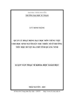Luận văn thạc sĩ hay quản lý hoạt động dạy học môn tiếng việt cho học sinh người dân tộc thiểu số ở trường tiểu học huyện ba chẽ tỉnh quảng ninh