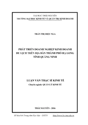 Luận văn thạc sĩ hay phát triển doanh nghiệp kinh doanh du lịch trên địa bàn thành phố hạ long tỉnh quảng ninh