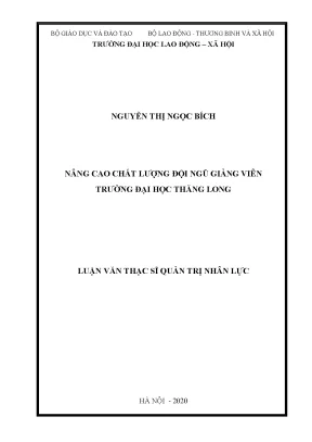 Luận văn thạc sĩ nâng cao chất lượng đội ngũ giảng viên trường đại học thăng long