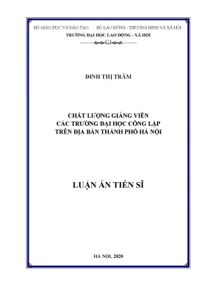 Luận án tiến sĩ chất lượng giảng viên các trường đại học công lập trên địa bàn thành phố hà nội