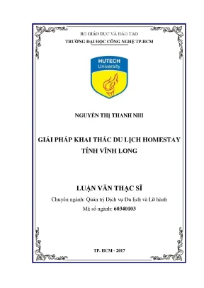 Luận văn thạc sĩ giải pháp khai thác du lịch homestay tỉnh vĩnh long