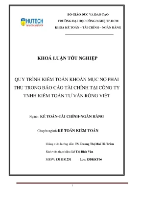 Luận văn thạc sĩ hay quy trình kiểm toán khoản mục nợ phải thu trong báo cáo tài chính tại công ty tnhh kiểm toán tư vấn rồng việt