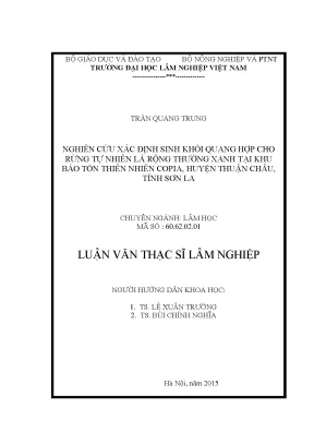 Luận văn thạc sĩ hay nghiên cứu xác định sinh khối quang hợp cho rừng tự nhiên lá rộng thường xanh tại khu bảo tồn thiên nhiên copia huyện thuận châu tỉnh sơn la