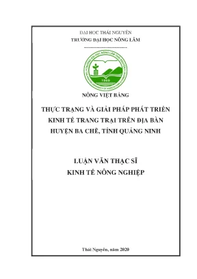 Luận văn thạc sĩ hay thực trạng và giải pháp phát triển kinh tế trang trại trên địa bàn huyện ba chẽ tỉnh quảng ninh
