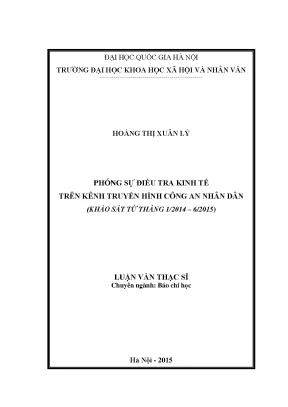 Phóng sự điều tra kinh tế trên kênh truyền hình công an nhân dân khảo sát từ tháng 12014 62015