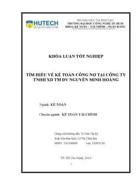 Luận văn thạc sĩ hay tìm hiểu về kế toán công nợ tại công ty tnhh xd tm dv nguyễn minh hoàng