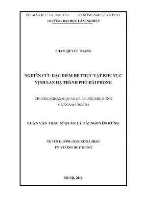 Luận văn thạc sĩ hay nghiên cứu đặc điểm hệ thực vật khu vực vịnh lan hạ thành phố hải phòng