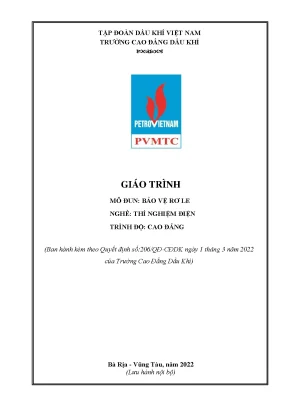 Giáo trình bảo vệ rơ le nghề thí nghiệm điện cao đẳng trường cao đẳng dầu khí