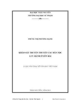 Luận văn thạc sĩ văn học việt nam khảo sát truyền thuyết các dân tộc lưu hành ở yên bái