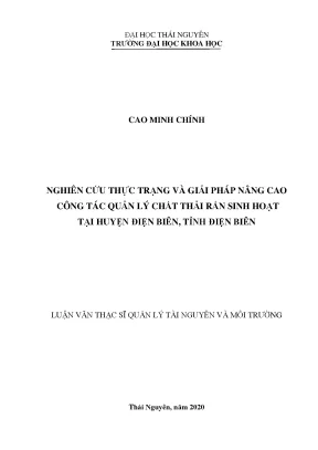 Luận văn thạc sĩ hay nghiên cứu thực trạng và giải pháp nâng cao công tác quản lý chất thải rắn sinh hoạt tại huyện điện biên tỉnh điện biên