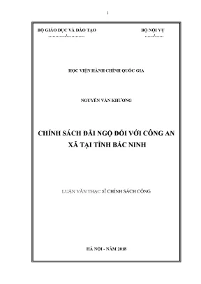 Luận văn thạc sĩ chính sách đãi ngộ đối với công an xã tại tỉnh bắc ninh